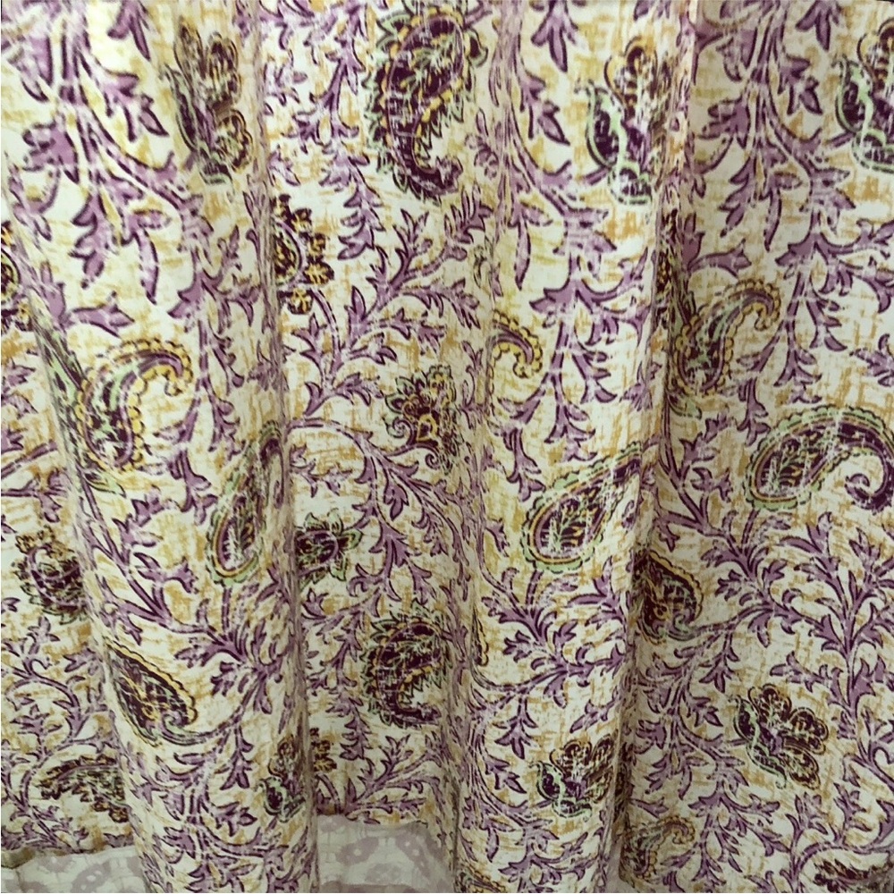 Boho Paisley Shower Curtain Purple Yellow Cotton Blend with Rings